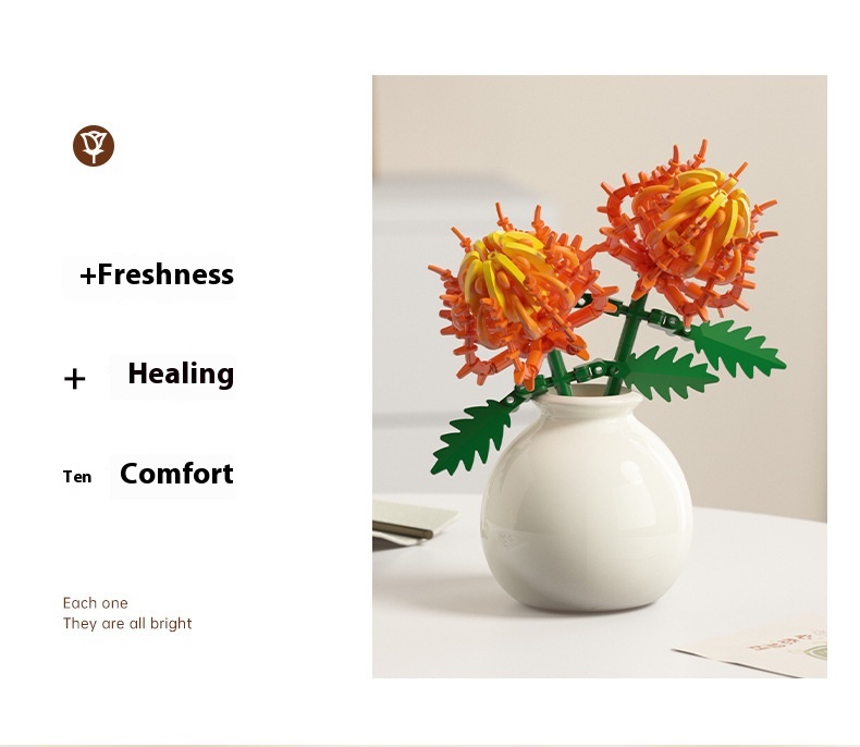 Building Block Flower Educational Assembled Toys Vase Series Ornaments