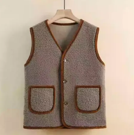 Sleeveless Waistcoat Velvet Thermal Vest Coat Gray - Shop at LoveMi