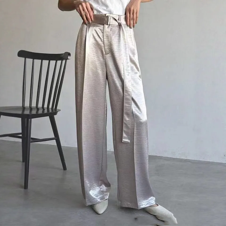 Fashionable Temperament Elegant Loose Slimming Drooping Wide-leg Pants High-grade Women's Pants - Silver