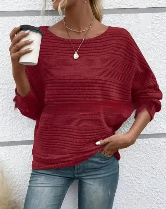 Women's Round Neck Splicing Pullover Top T shirt Red - Shop at LoveMi