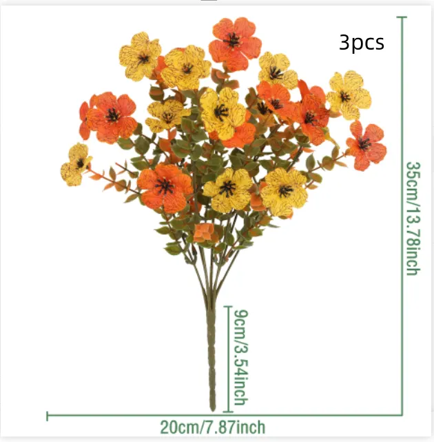 Artificial Flower Home Decoration Courtyard Decoration Bouquet Autumn Orange Yellow 3Pcs - Shop at LoveMi