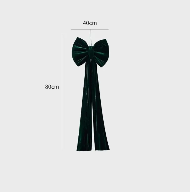 Christmas Decoration Velvet Large Bow Decoration Green - Shop at LoveMi