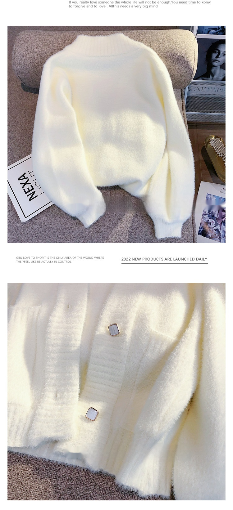 Spring And Autumn Furry Knitted Sweater