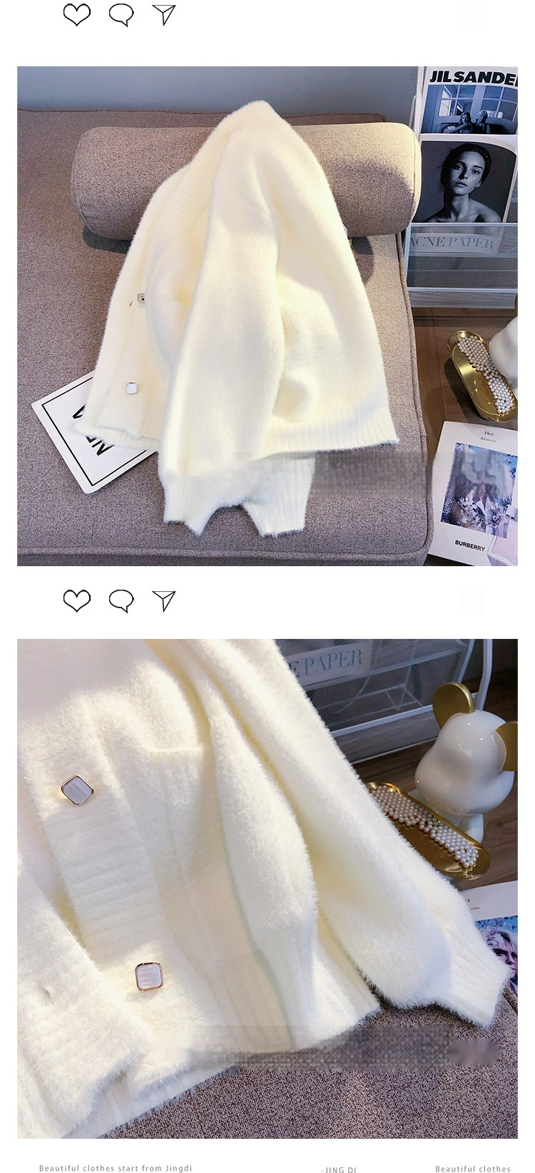 Spring And Autumn Furry Knitted Sweater