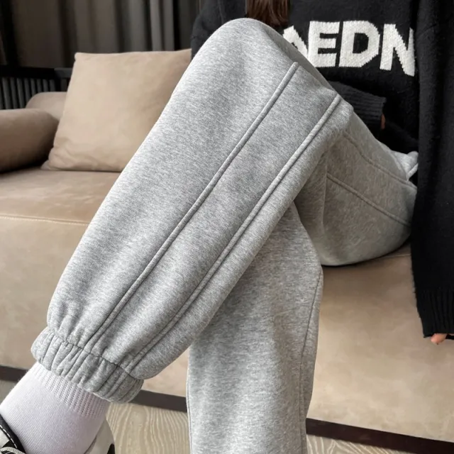Winter New Fleece lined Thickened High Waist Ankle tied Harem Pants H6135 Light Gray - Shop at LoveMi