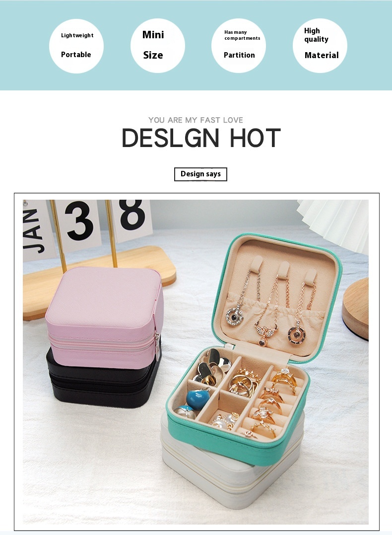 Simple Ins Portable Jewelry Storage Ear Stud Necklace Ring Small Jewelry Box