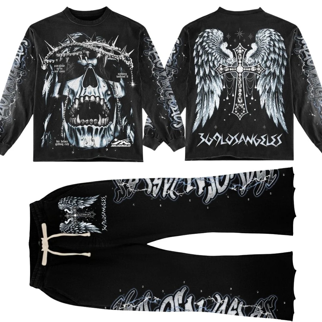$19.05 Internal Paradise Long-Sleeve T-Shirt & Flare Sweatpants Full Set