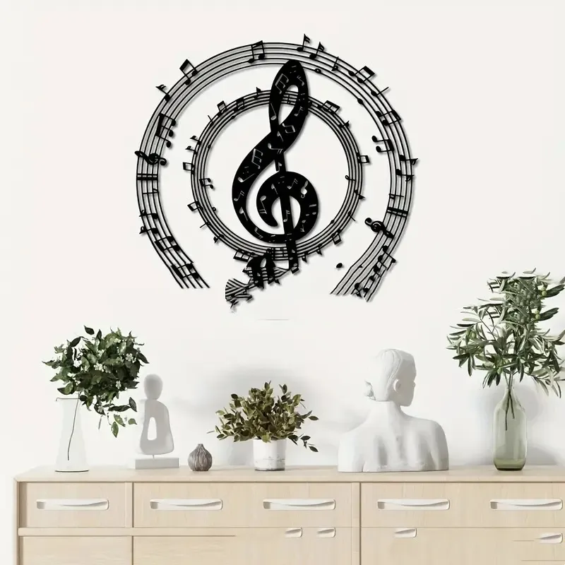 Creative Living Room Metal Mural Pendant Bedroom Wall Decoration - Black