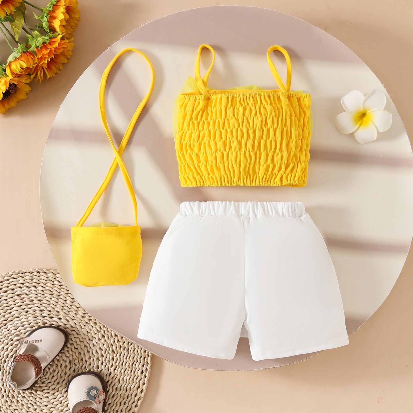 Girl's 3D Flower Pulling Strap Set