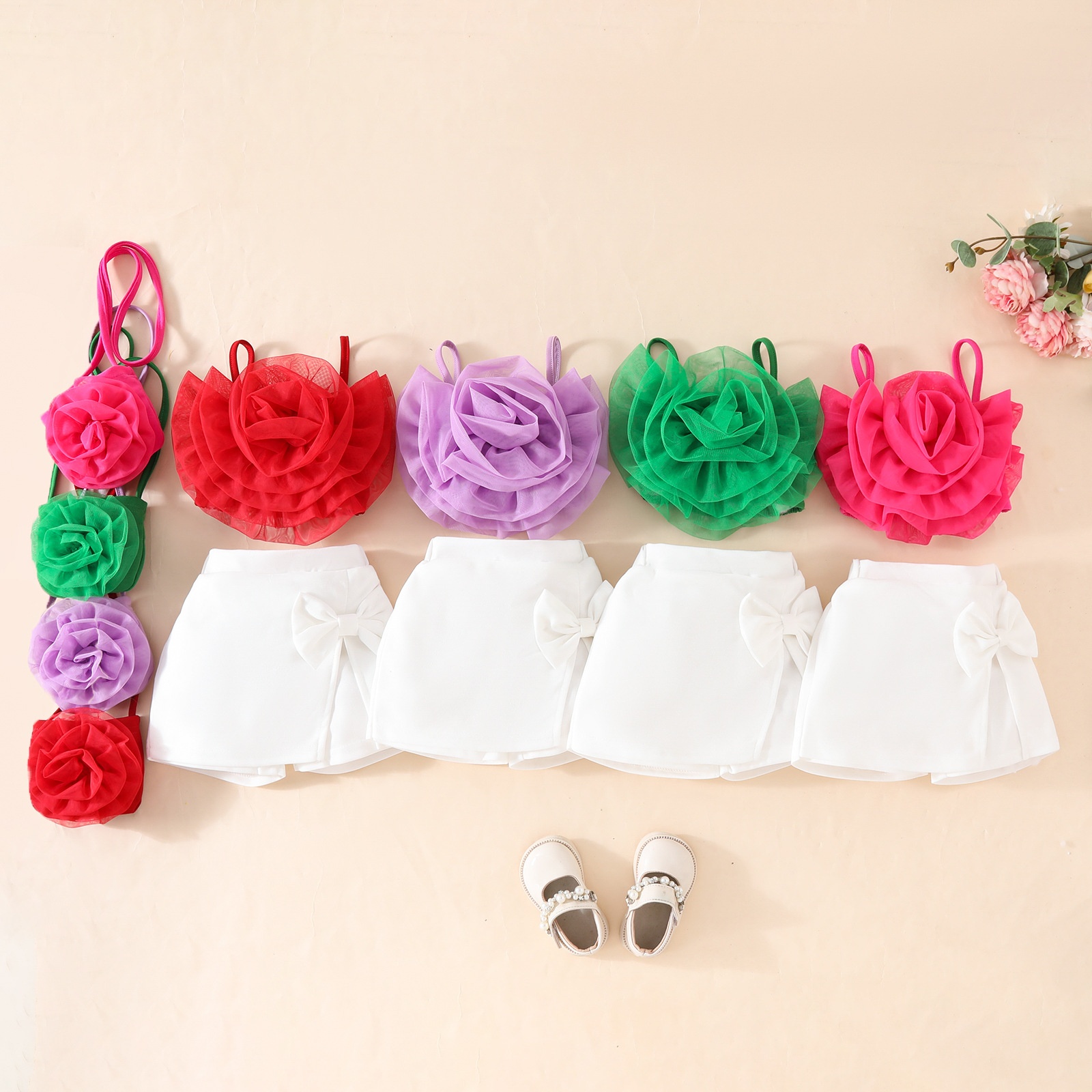 Girl's 3D Flower Pulling Strap Set