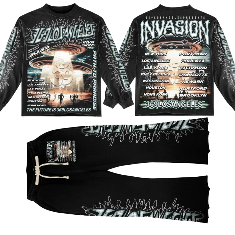 $26.79 Invasion Long-Sleeve T-Shirt Flare Sweatpants Full Set