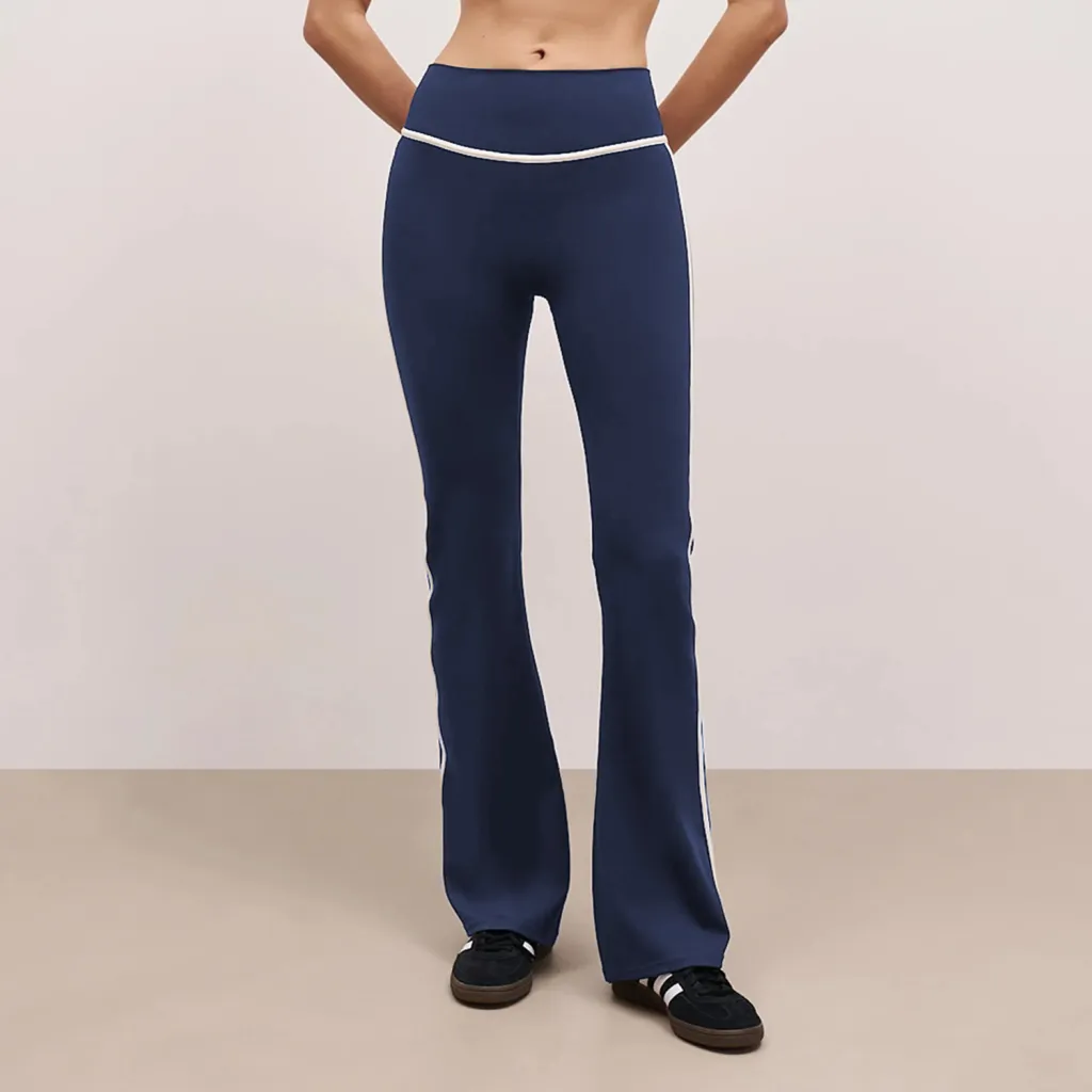 Yoga Pants Nude Feel Fitness Exercise Bell-bottom Pants - Dark Blue