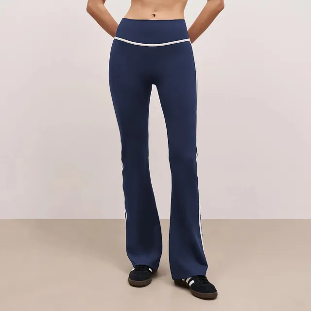 Yoga Pants Nude Feel Fitness Exercise Bell bottom Pants Dark Blue - Shop at LoveMi