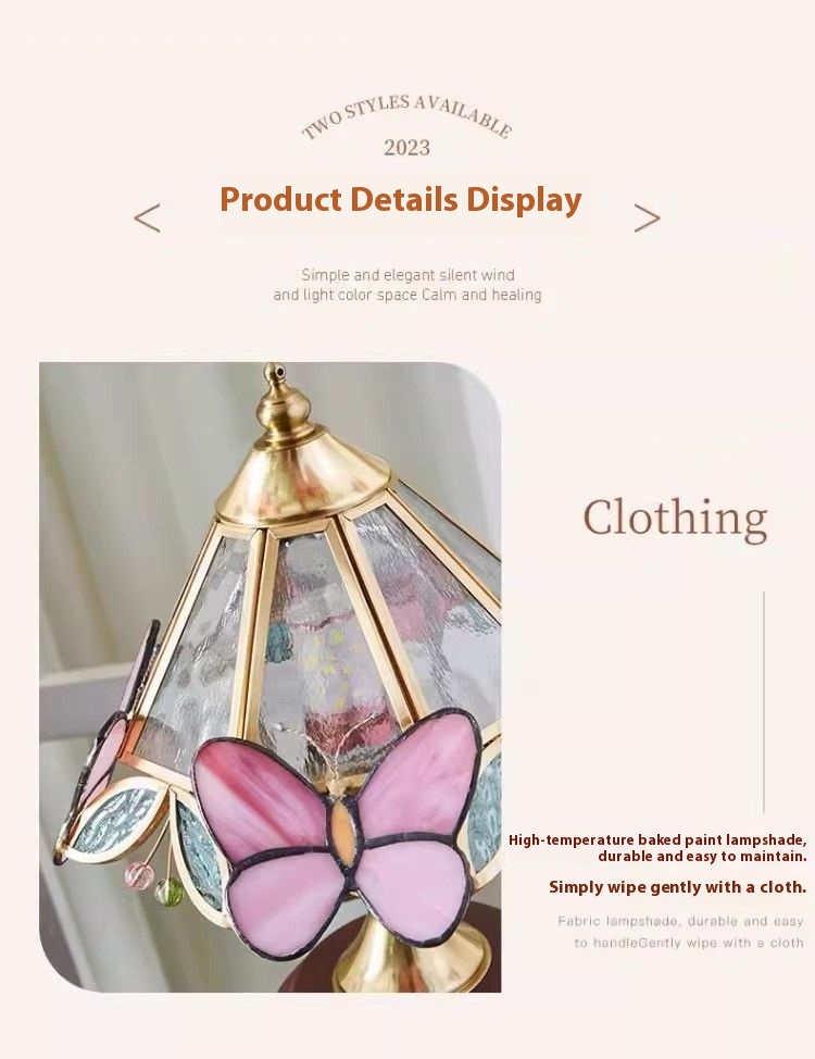 Retro Butterfly Flower Glass Mini Table Lamp