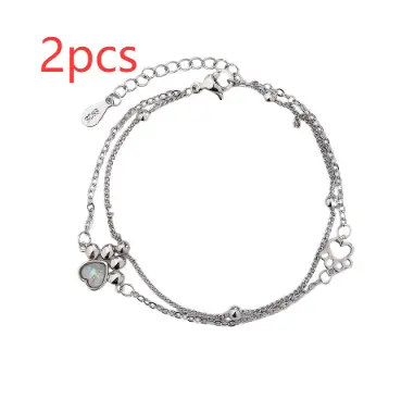 Stone Cat's Paw Sweet Double Layer Cat Bracelet Girlish Style Love