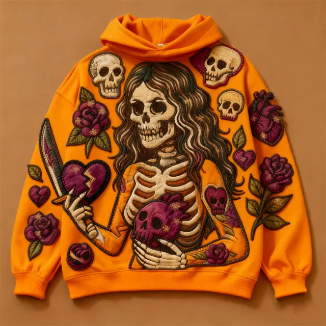 Fashion Casual Printed Polyester Sweater Orange - Shop at LoveMi