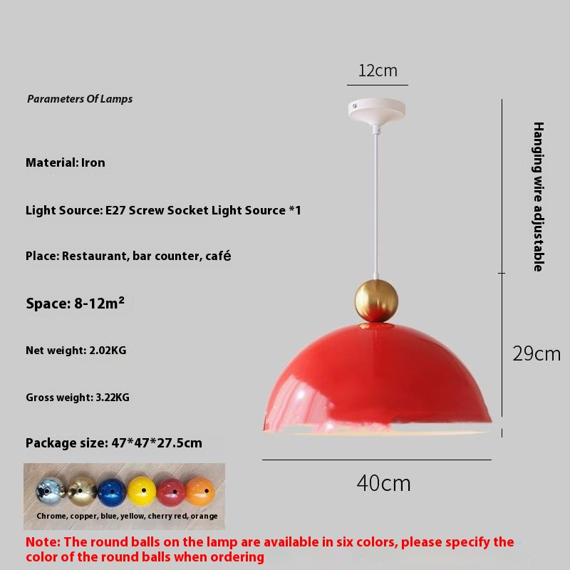 Retro Semicircle Chandelier Simple Dining-room Lamp