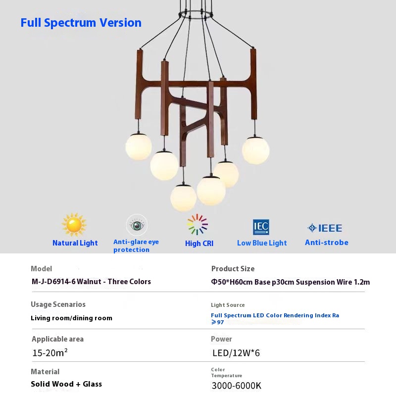 Living Room Chandelier Solid Wood Stairs Dining-room Lamp - Image 7