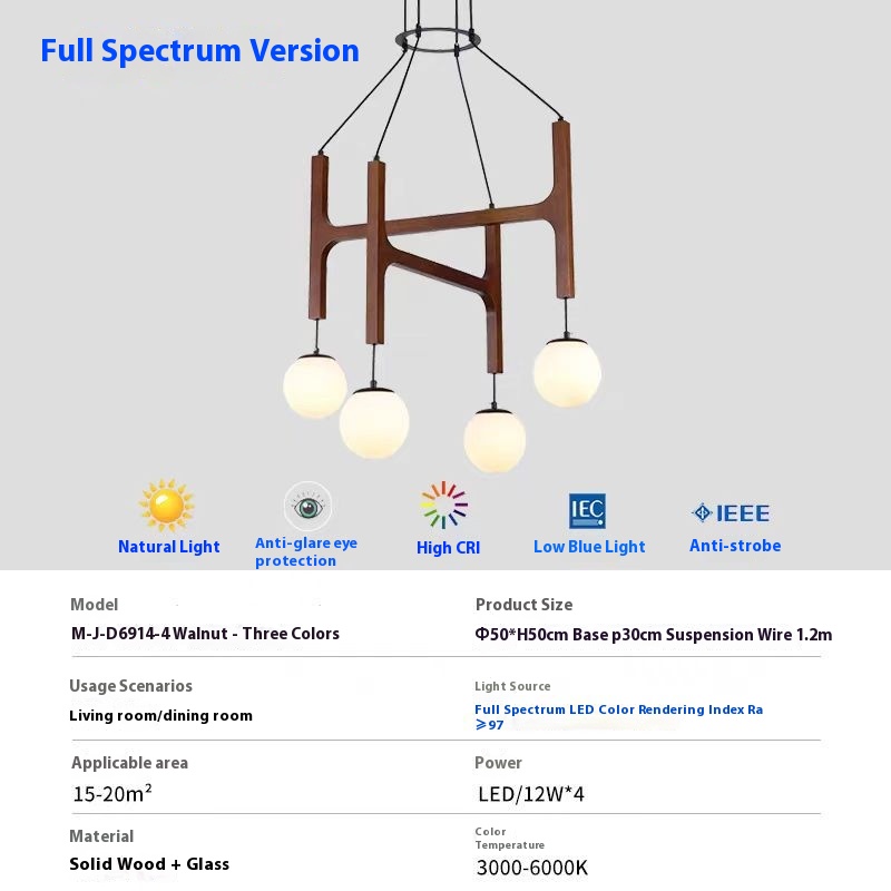 Living Room Chandelier Solid Wood Stairs Dining-room Lamp - Image 4