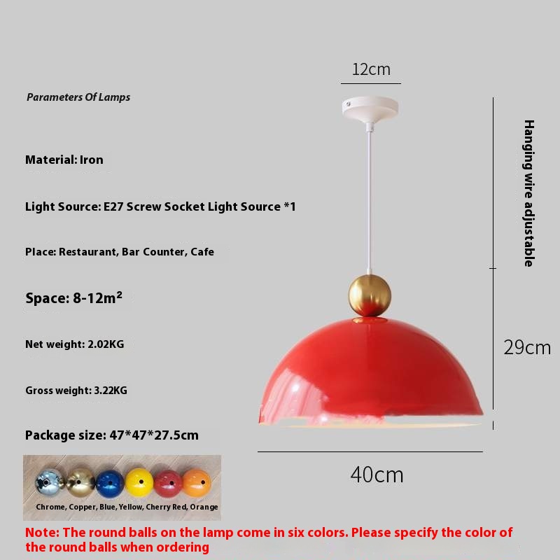 Retro Semicircle Chandelier Simple Dining-room Lamp