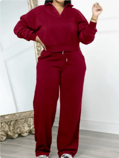 Sports Thickening Women's Pants Suit Wine Red - Shop at LoveMi