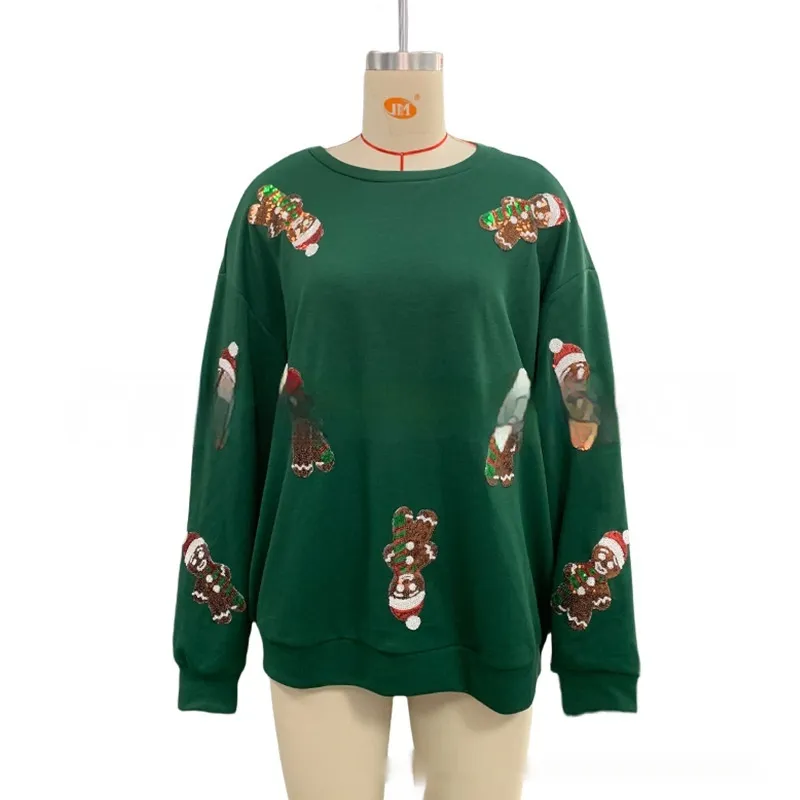 Women's Christmas Ginger Sequined Sweater - Green