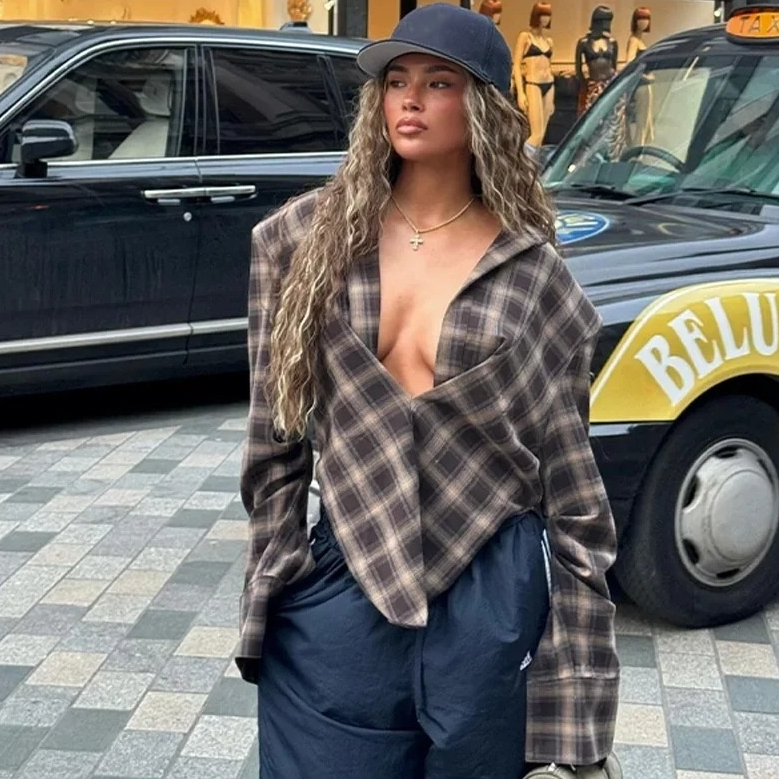 Women's Plaid Low Collar Shirt