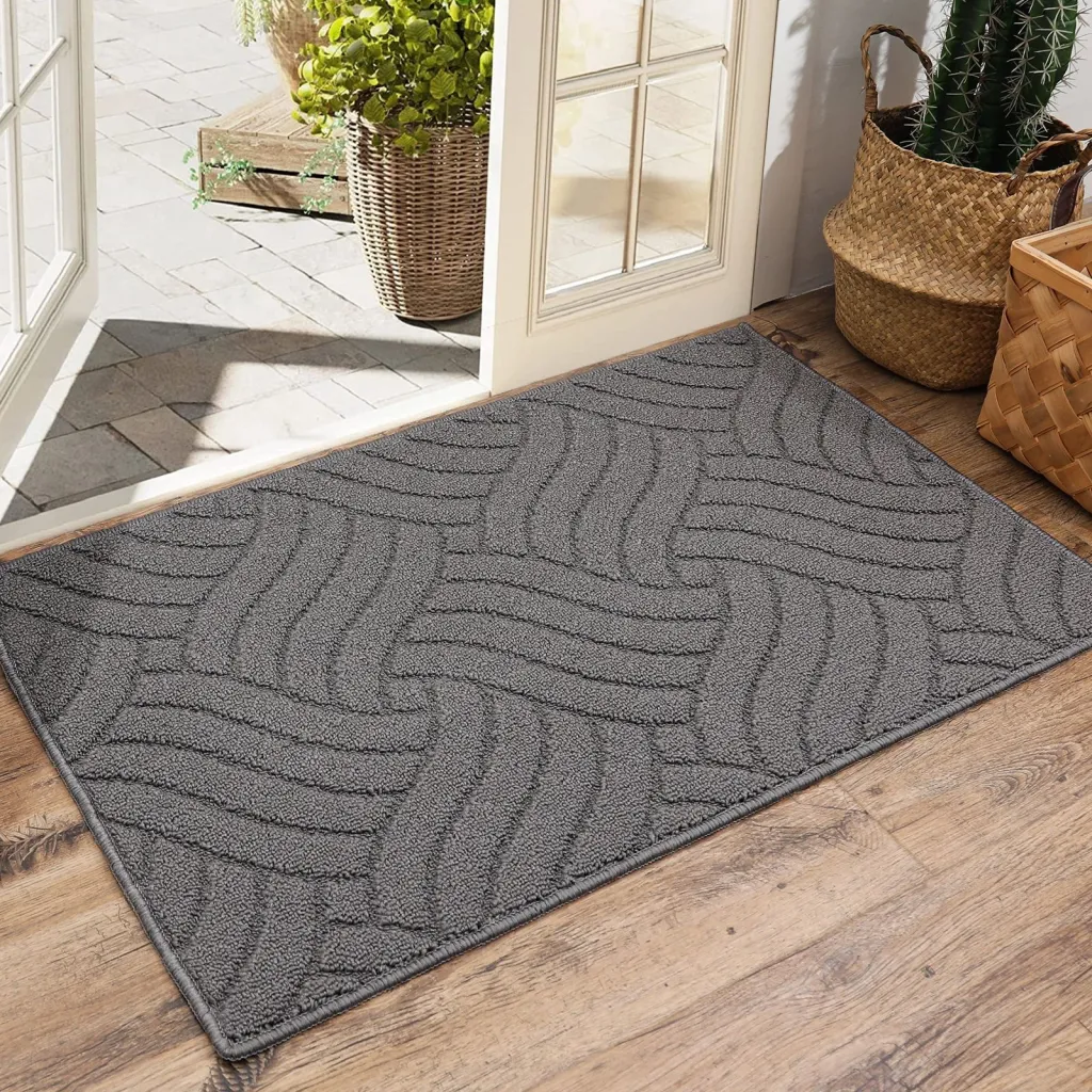 Home Bathroom Bathroom Entrance Absorbent Non-slip Foot Mat - Logg Dark Gray