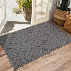 Home Bathroom Bathroom Entrance Absorbent Non-slip Foot Mat - Logg Dark Grey - View 1