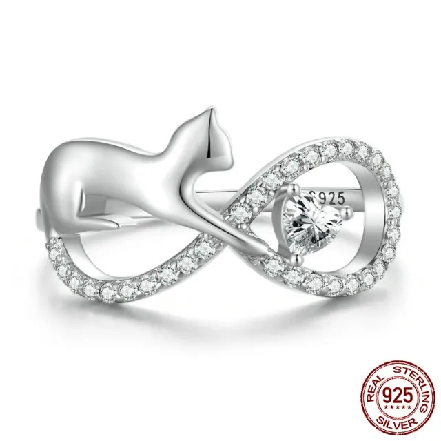 Original White Gold Plated Cat Unlimited Love Heart shaped Ring Niche Design No 9 - Shop at LoveMi