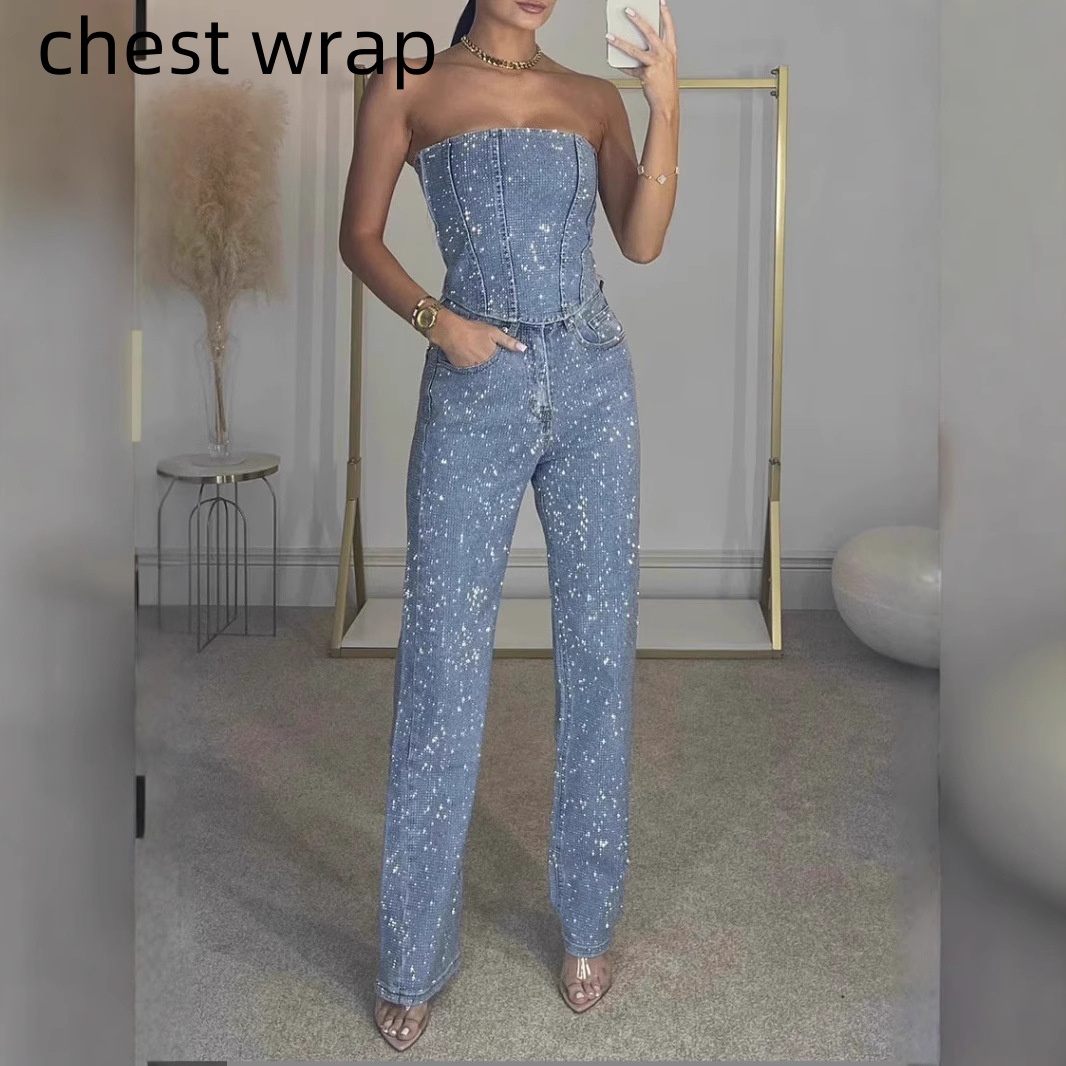 Women's Sparkling Vest And Diamond Trouser Suit