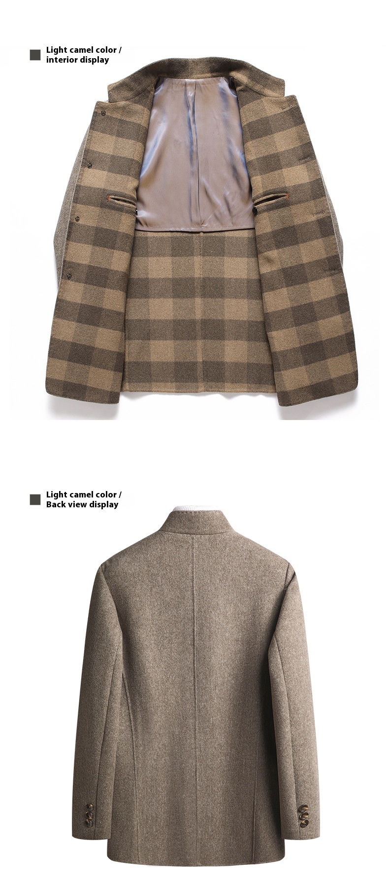 Manteau en laine double face pour homme Manteau mi-long pour homme