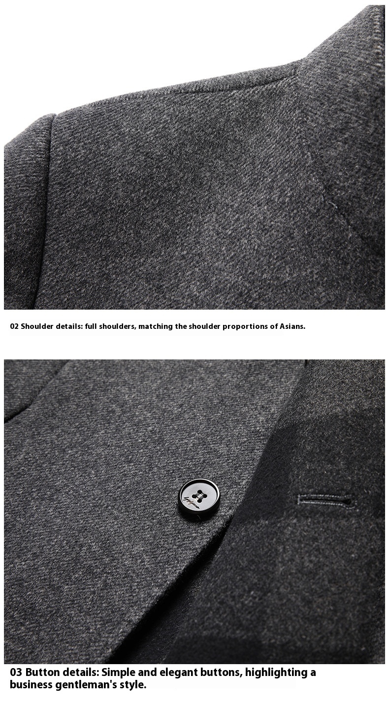 Manteau en laine double face pour homme Manteau mi-long pour homme