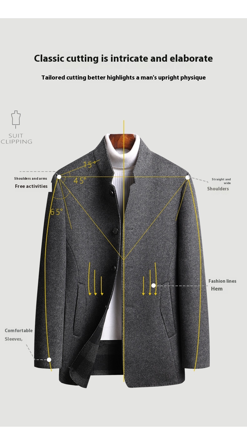 Manteau en laine double face pour homme Manteau mi-long pour homme