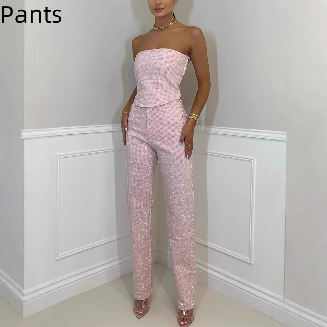 Women's Sparkling Vest And Diamond Trouser Suit