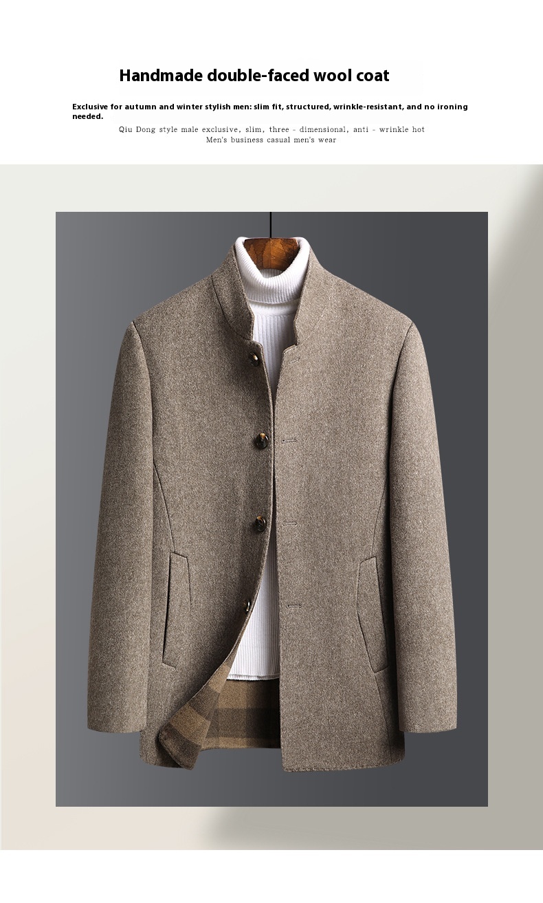 Manteau en laine double face pour homme Manteau mi-long pour homme