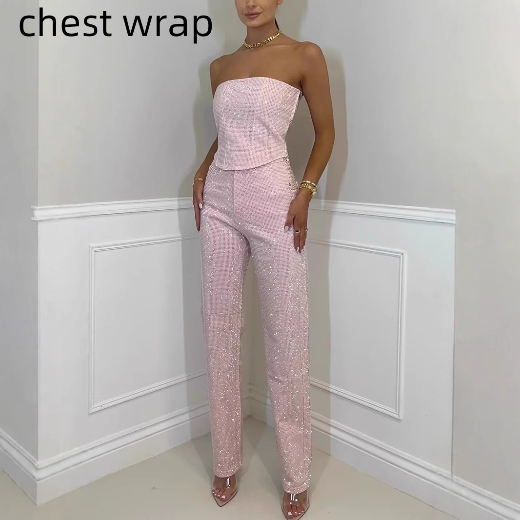 Women's Sparkling Vest And Diamond Trouser Suit