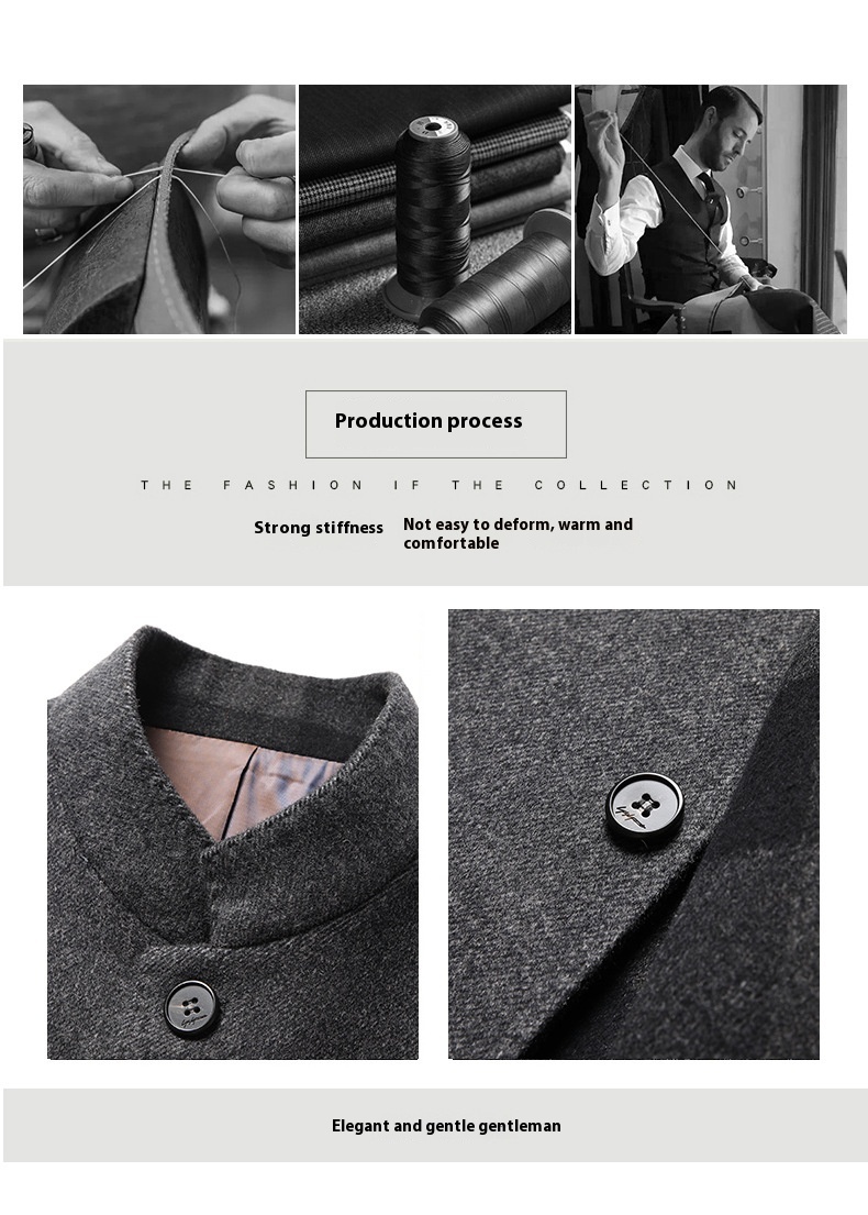 Manteau en laine double face pour homme Manteau mi-long pour homme