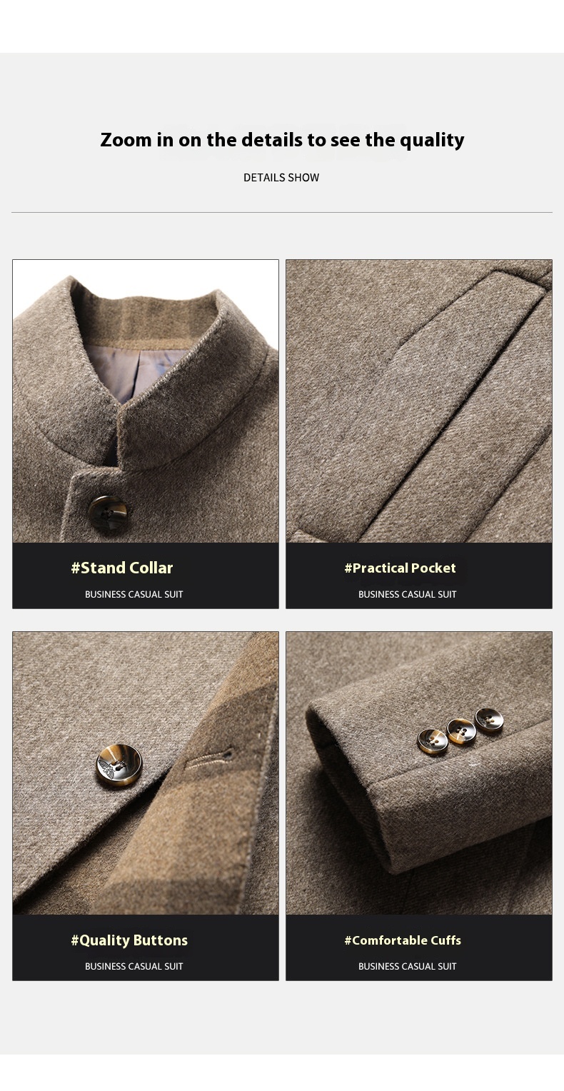 Manteau en laine double face pour homme Manteau mi-long pour homme