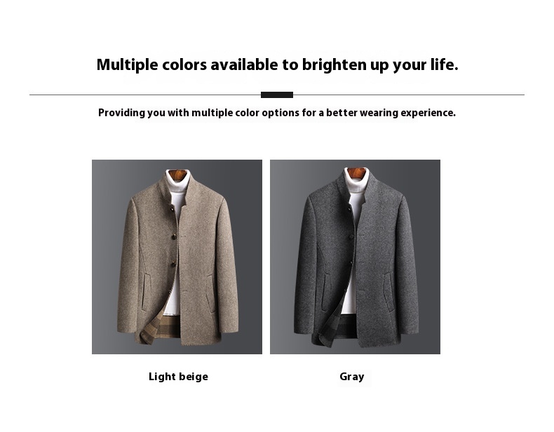 Manteau en laine double face pour homme Manteau mi-long pour homme