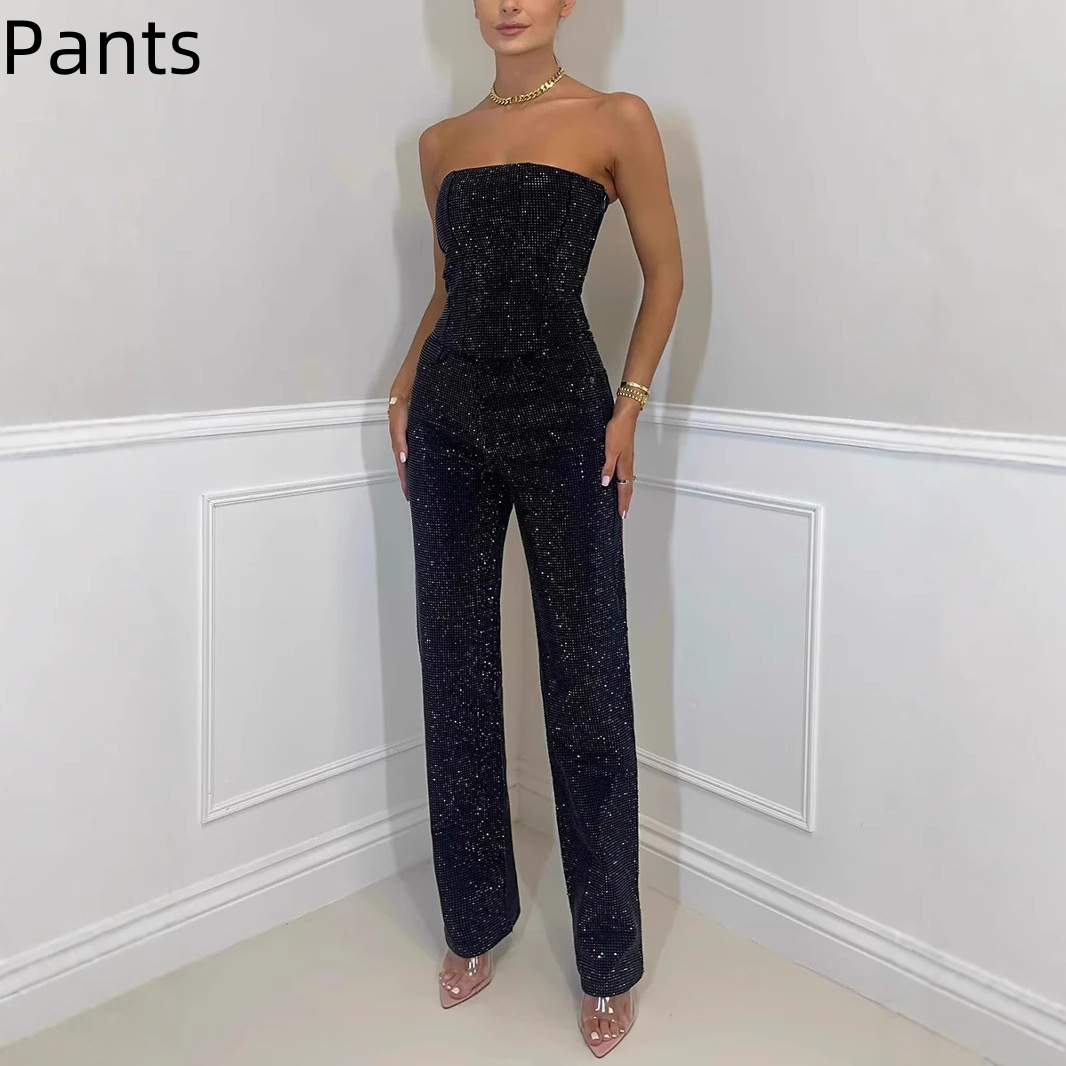 Women's Sparkling Vest And Diamond Trouser Suit