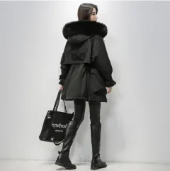 Winter New Loose Cotton Coat Women's Mid-length - Black - View 1