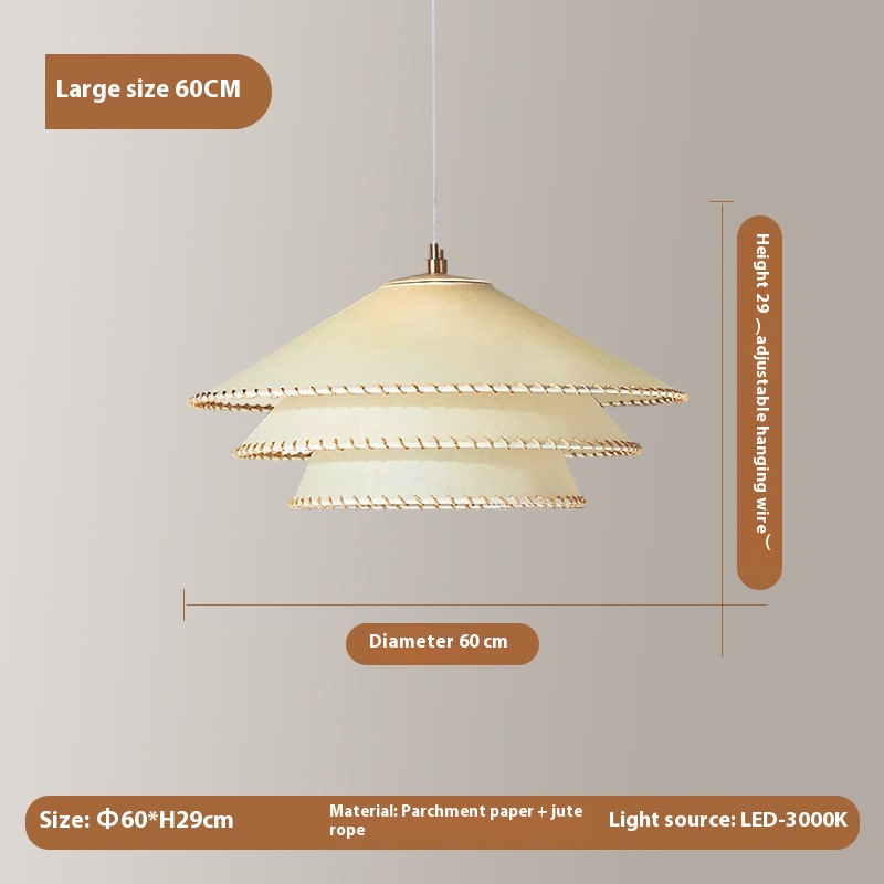 Artistic Lamp Simple Parchment Dining Chandelier – D60CM