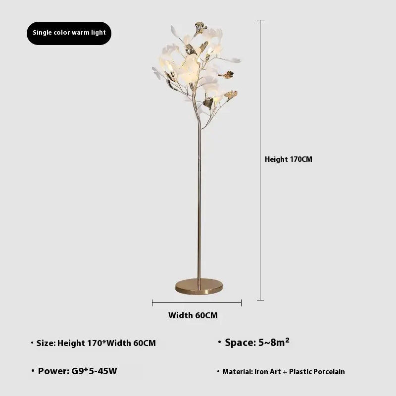 Ginkgo Leaf Floor Lamp Living Room Bedroom Decorative Lamp
