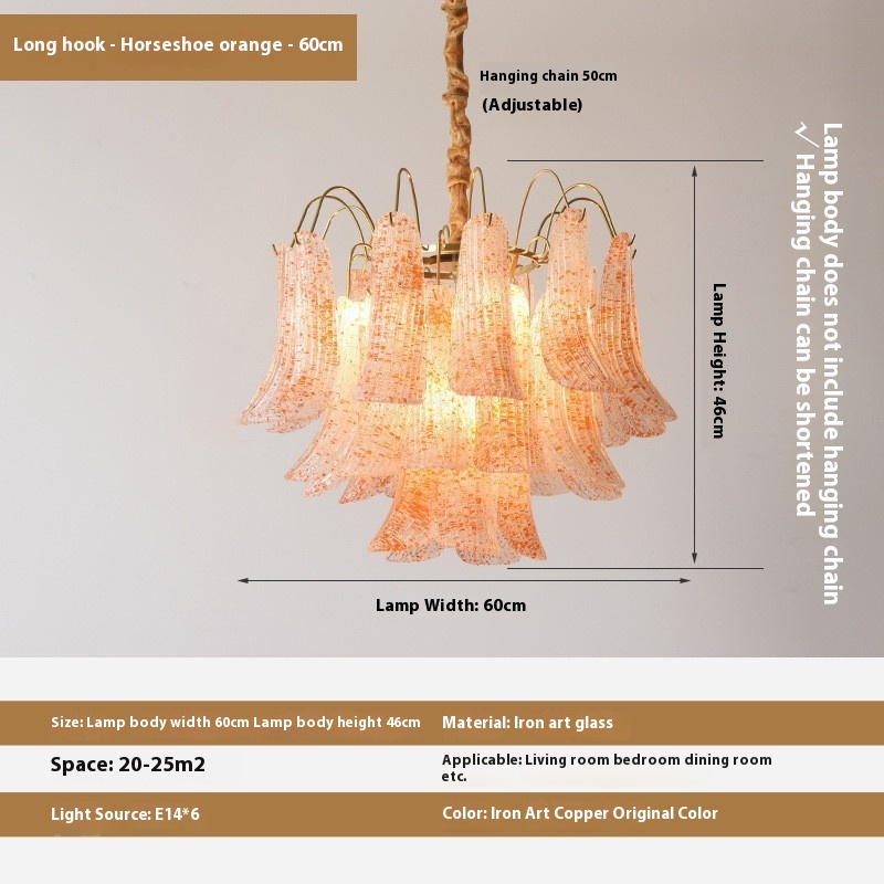 Crystal Shell Chandelier Retro Color Bedroom Glass Lamp