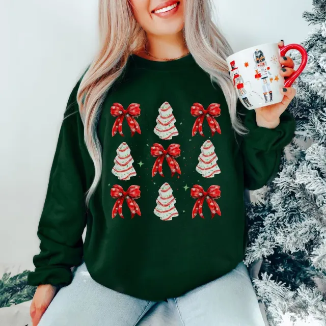 Printed Round Neck Long Sleeve Pullover Loose Sweater Women Green - Shop at LoveMi