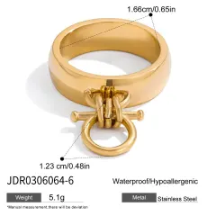 Ladies Classic Style 18K Gold Stainless Steel Equestrian Series Stainless Steel Ring - Jdr0306064 - View 1
