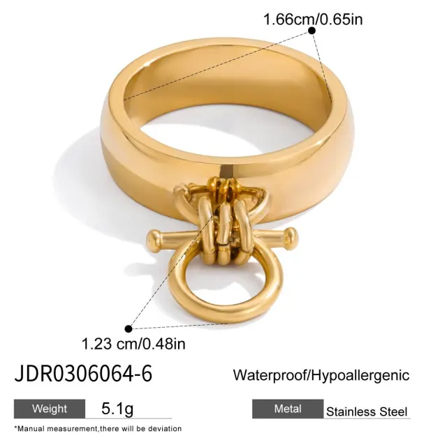 Ladies Classic Style 18K Gold Stainless Steel Equestrian Series Stainless Steel Ring Jdr0306064 - Shop at LoveMi