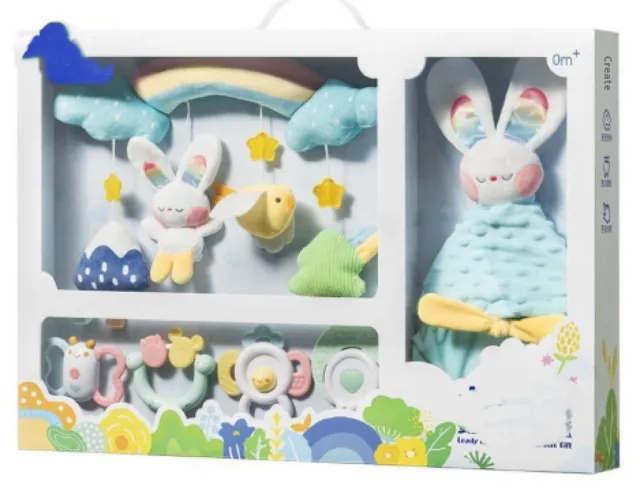 Newborn Soothing Rattle Teether Baby Early Education Educational Toy Gift White - Shop at LoveMi