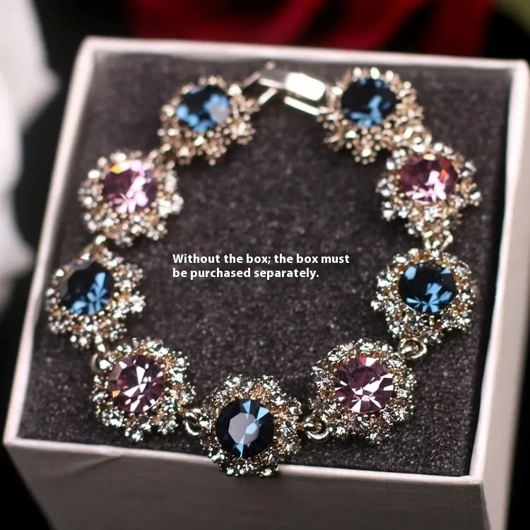 Super Flash Rhinestone Vintage Bracelet Women's Korean - Bracelet Ink Blue Pink